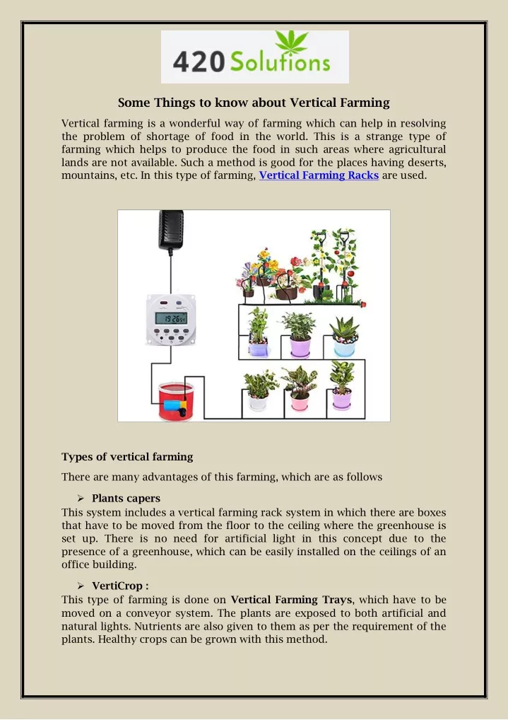 some things to know about vertical farming