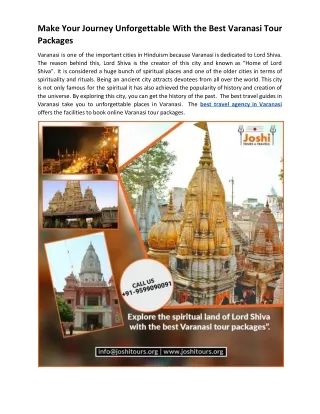 Make Your Journey Unforgettable With the Best Varanasi Tour Packages