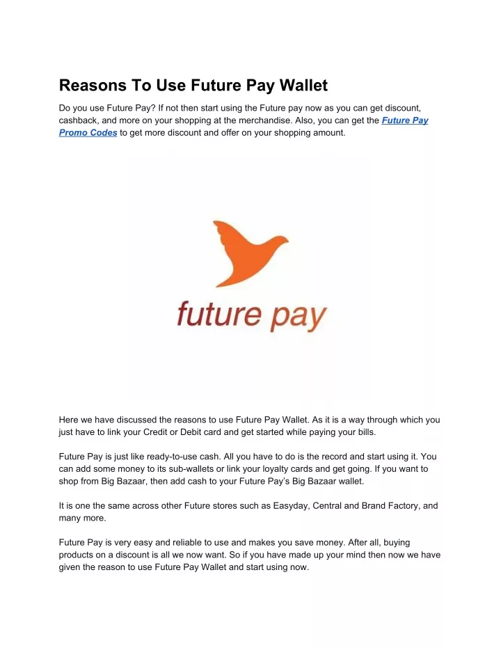 reasons to use future pay wallet