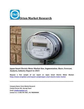 Japan Smart Electric Meter Market Size, Share and Forecast 2019-2025