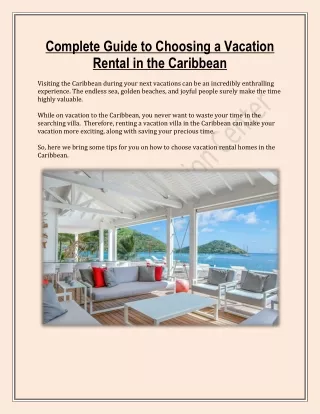 Complete Guide to Choosing a Vacation Rental in the Caribbean