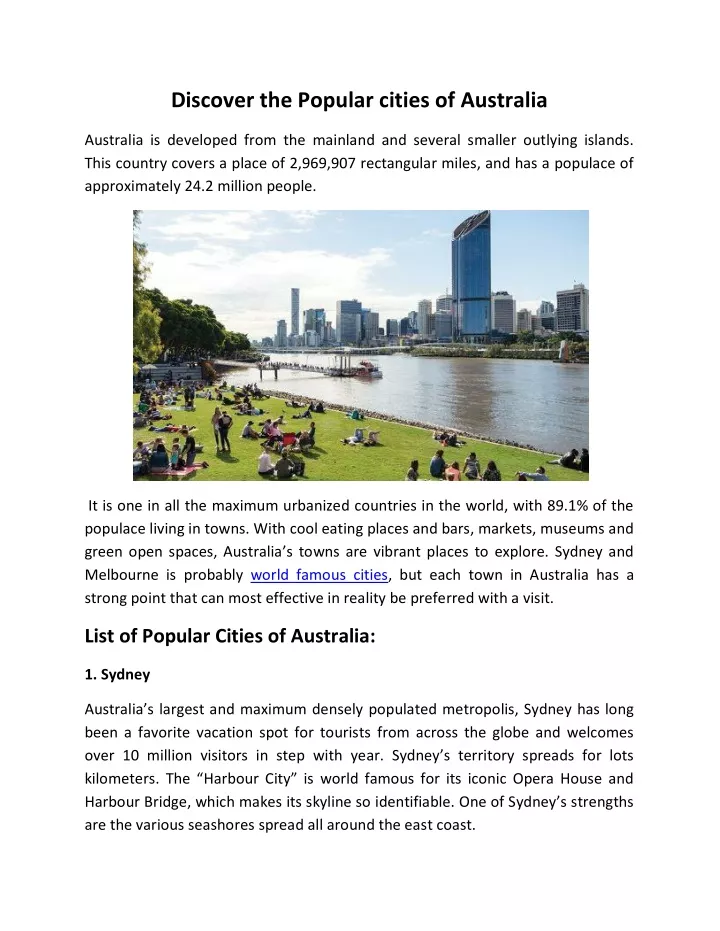discover the popular cities of australia