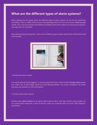what are the different types of alarm systems