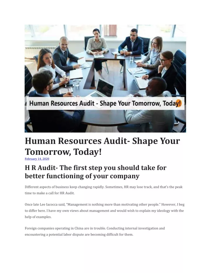 human resources audit shape your tomorrow today