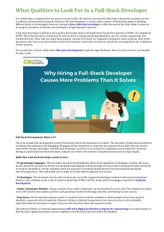 what qualities to look for in a full stack