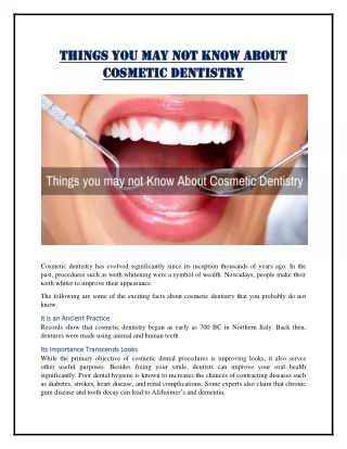 Things You May Not Know About Cosmetic Dentistry