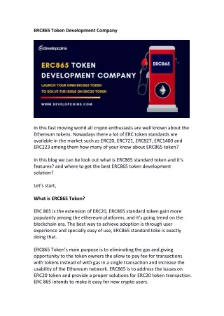 erc865 token development company