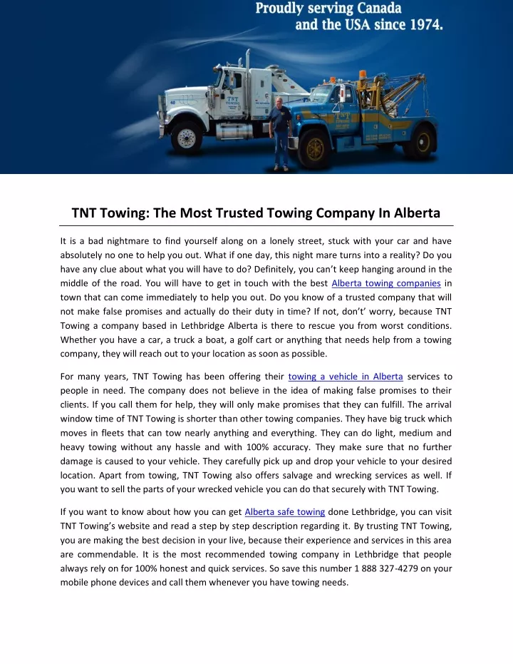 tnt towing the most trusted towing company
