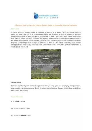 Exhaustive Study on Sprinkler Irrigation System Market by Knowledge Sourcing Intelligence