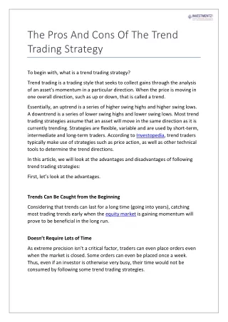 The Pros and Cons of the Trend Trading Strategy