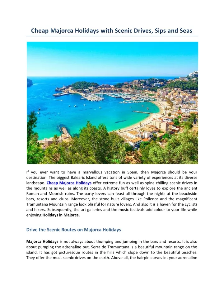 cheap majorca holidays with scenic drives sips