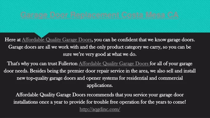 garage door replacement costa mesa ca