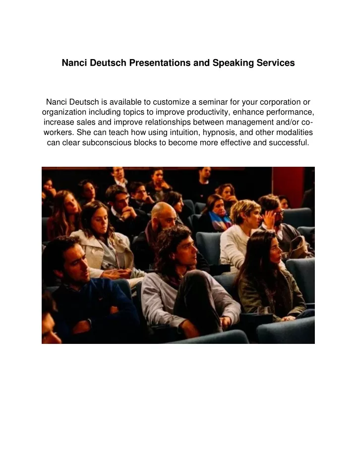 nanci deutsch presentations and speaking services