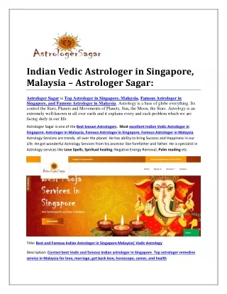 Indian Famous Astrologer - Best Vedic Astrologer in Toronto, Canada: