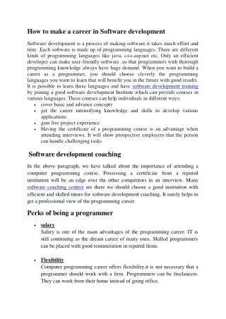 Software development career