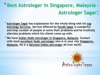 Astrologer Sagar - Top specialist in Singapore, Malaysia: