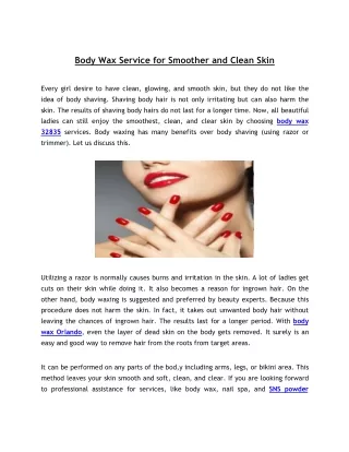 Body Wax Service for Smoother and Clean Skin
