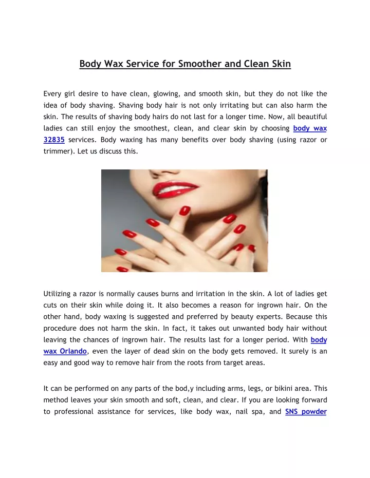 body wax service for smoother and clean skin