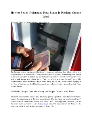 how to better understand how banks in portland