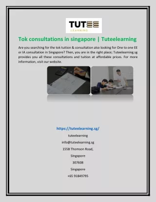 Tok consultations in singapore | Tuteelearning