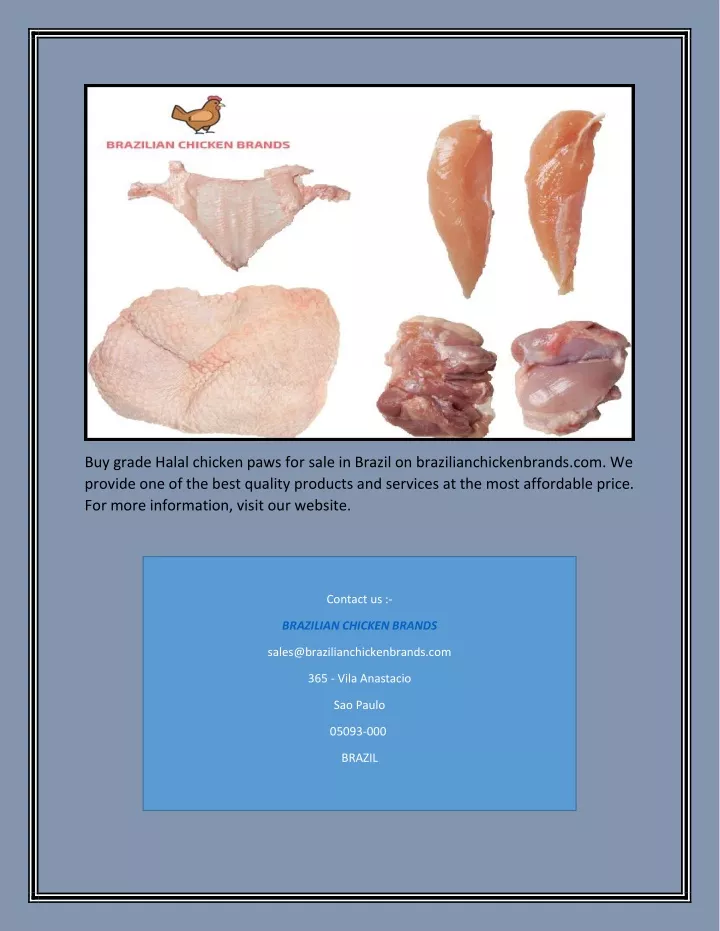 buy grade halal chicken paws for sale in brazil