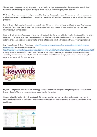 there are various means to perform keyword study