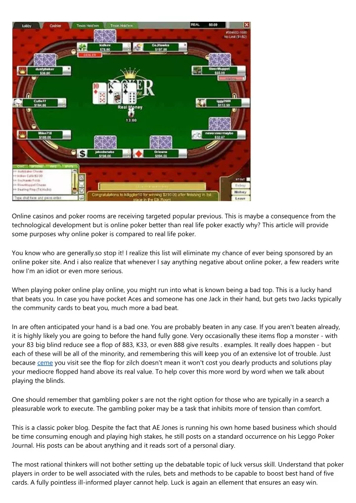 online casinos and poker rooms are receiving