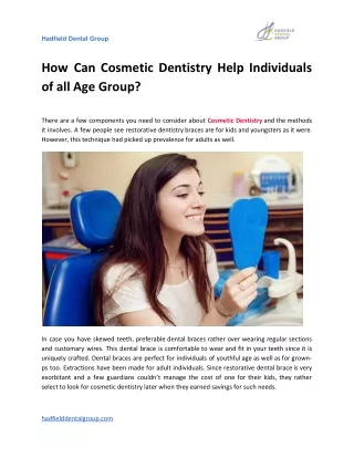 How Can Cosmetic Dentistry Help Individuals of all Age Group?
