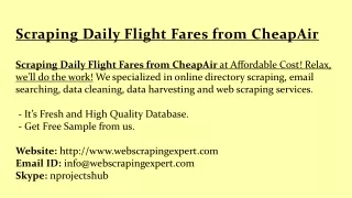 scraping daily flight fares from cheapair