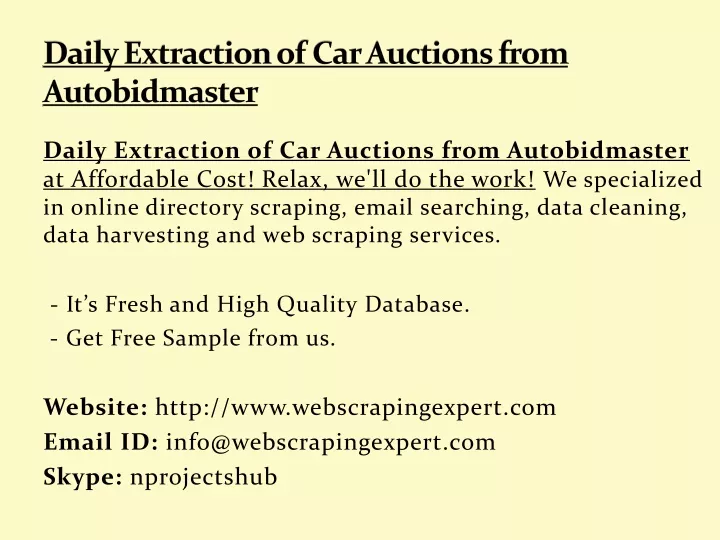 daily extraction of car auctions from autobidmaster