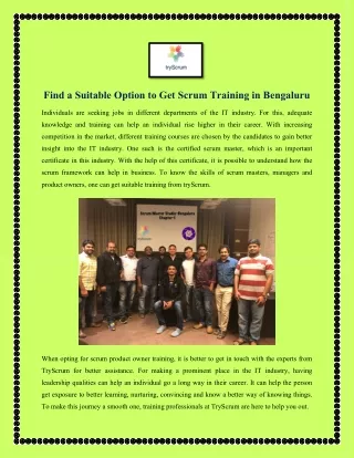 find a suitable option to get scrum training