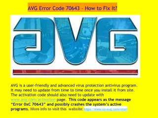 avg error code 70643 how to fix it