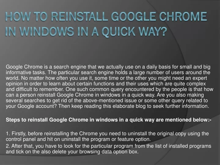 how to reinstall google chrome in windows in a quick way