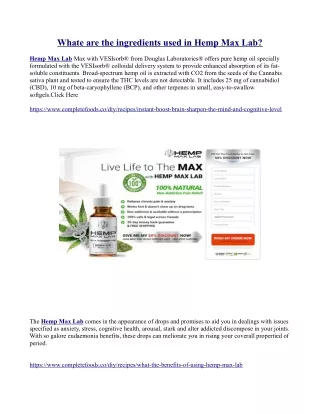 What the benefits of using Hemp Max Lab?