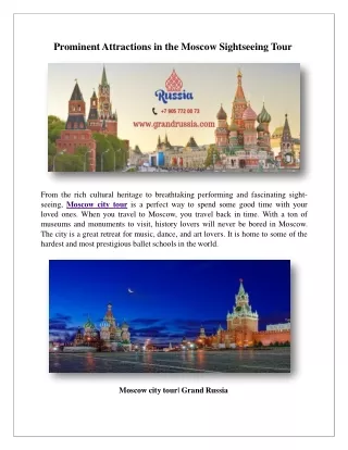 Prominent Attractions in the Moscow Sightseeing Tour