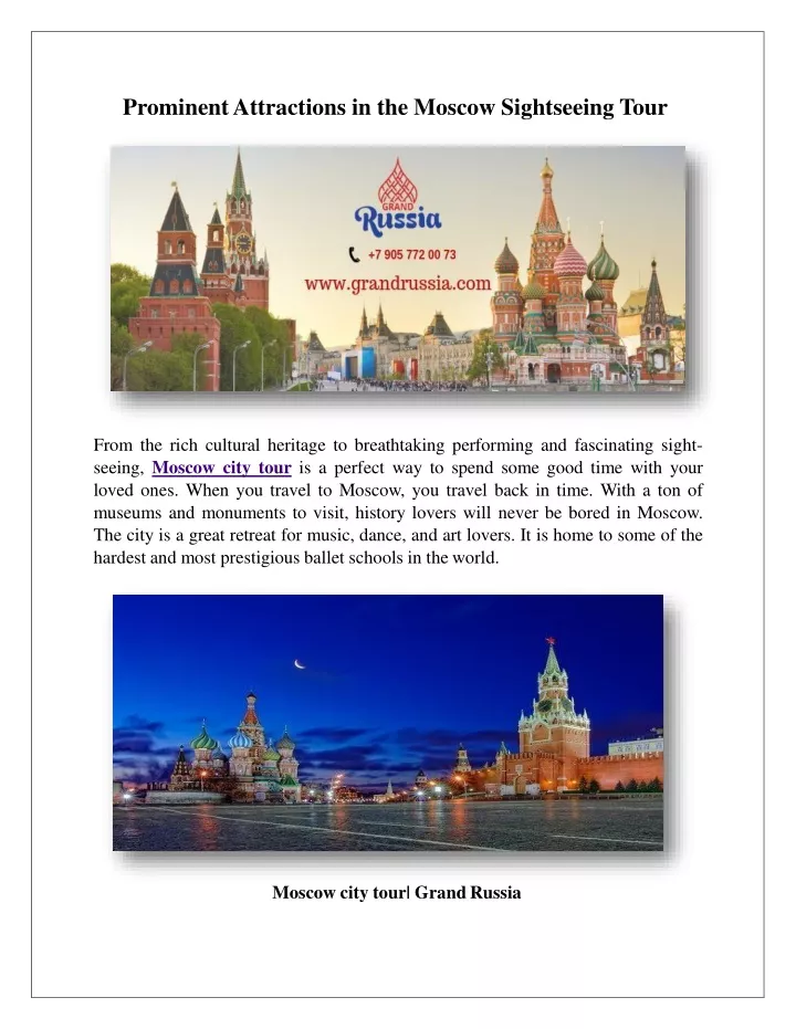 prominent attractions in the moscow sightseeing