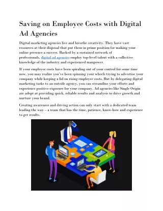 saving on employee costs with digital ad agencies