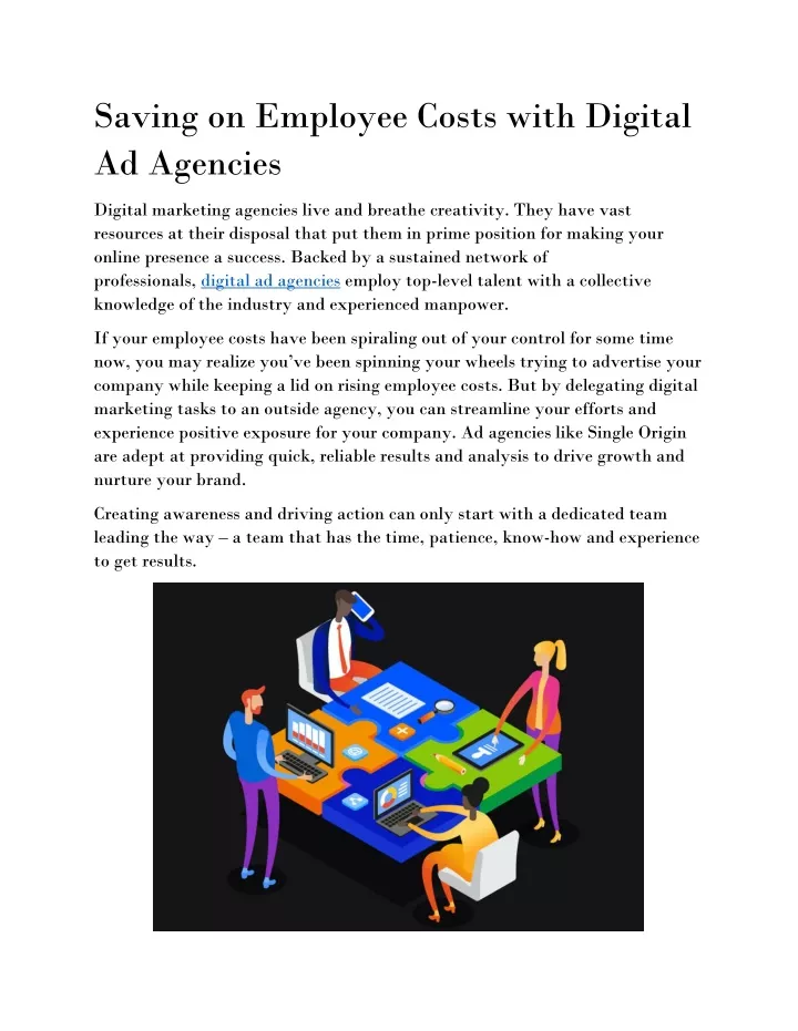 saving on employee costs with digital ad agencies