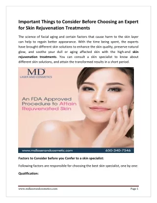 Get Top Expert for Body Skin Rejuvenation -Pigmentation Treatment
