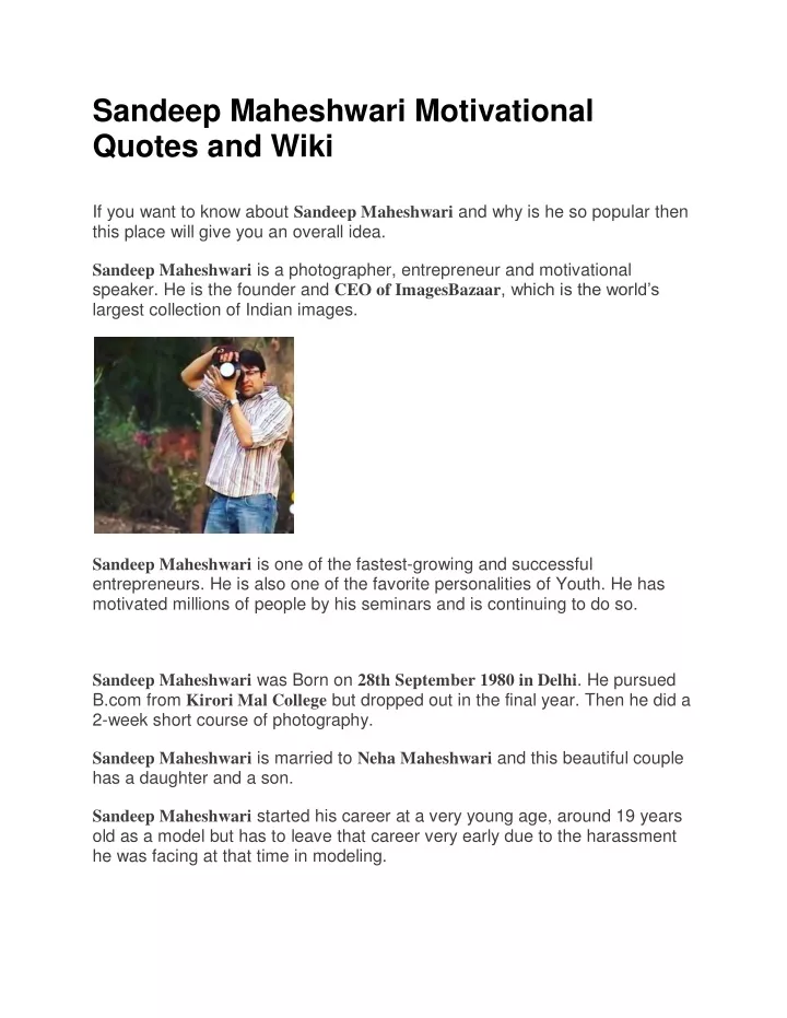sandeep maheshwari motivational quotes and wiki
