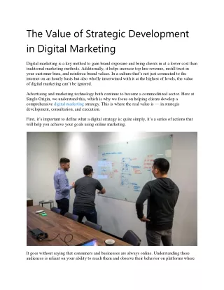 the value of strategic development in digital