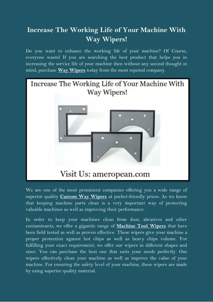 increase the working life of your machine with