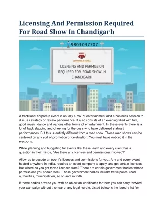 licensing and permission required for road show