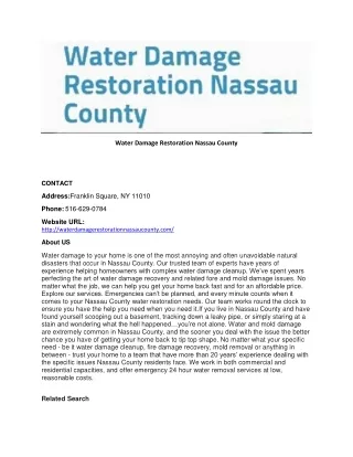 Water Damage Restoration Nassau County