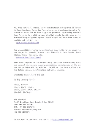 we anke industrial thread is one manufacturer