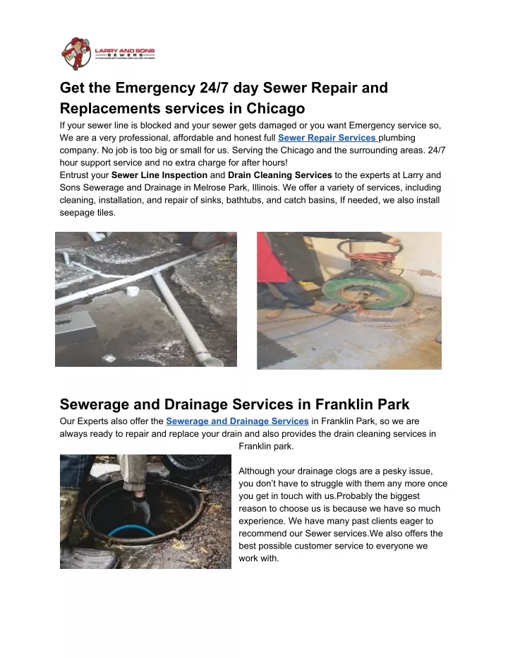 get the emergency 24 7 day sewer repair