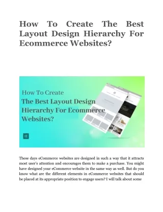 how to create the best layout design hierarchy for ecommerce websites