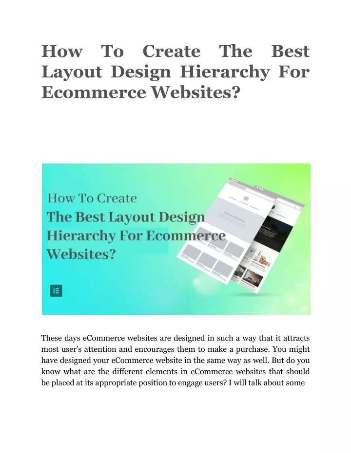 how to create the best layout design hierarchy for ecommerce websites