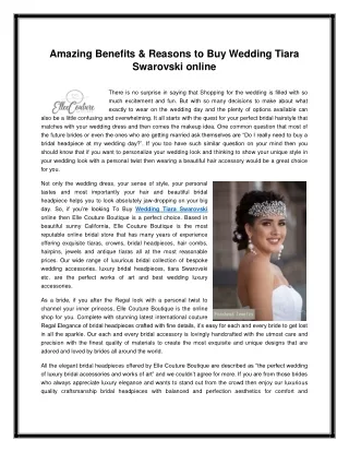Amazing Benefits & Reasons to Buy Wedding Tiara Swarovski online