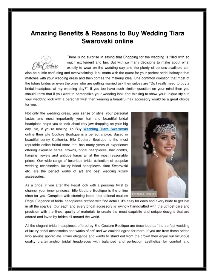amazing benefits reasons to buy wedding tiara